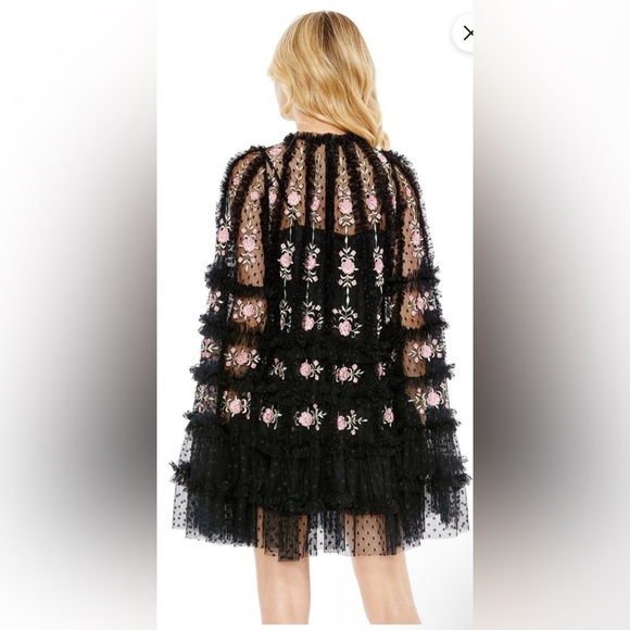 Mac Duggal Black Floral Embroidered Dress NWT Size 8 Style #8031 - Picture 2 of 7